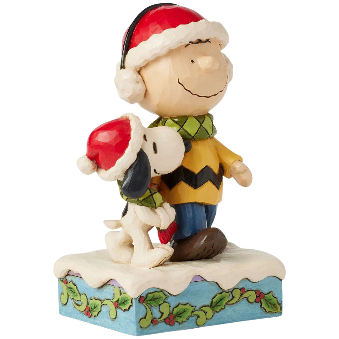 Jim Shore Charlie and Snoopy Wearing Scarf side