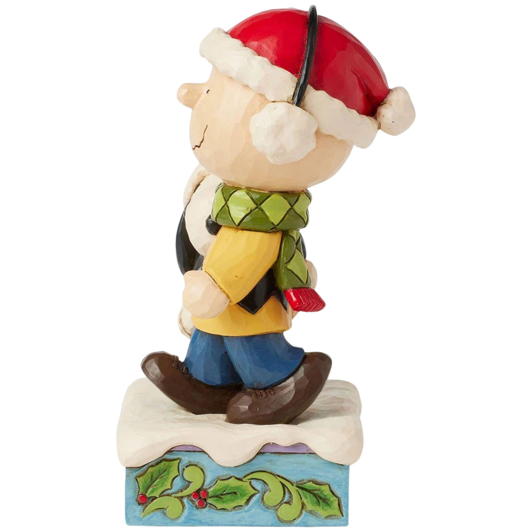 Jim Shore Charlie and Snoopy Wearing Scarf left side
