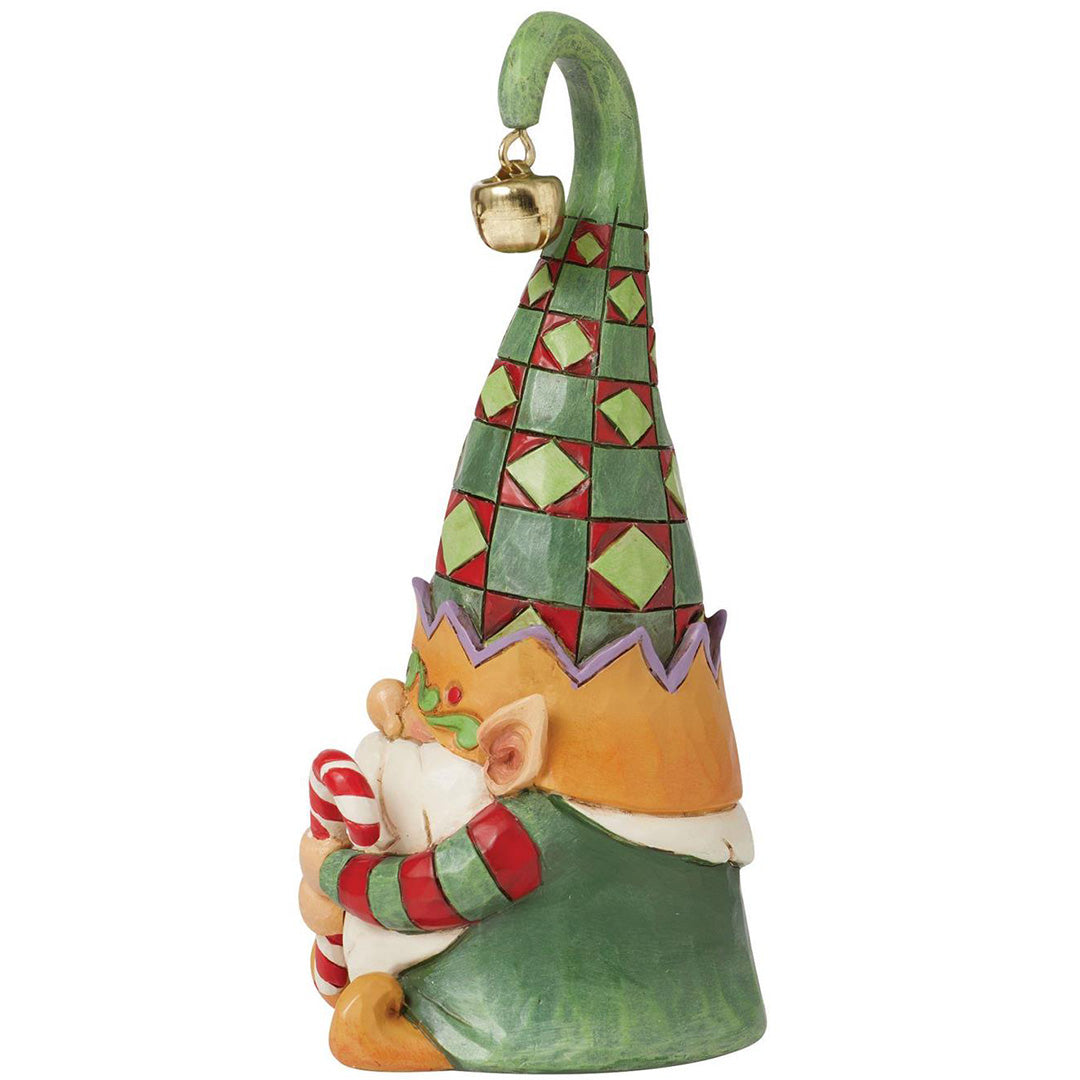 Jim Shore Gnome Elf Holding Candy Cane left side
