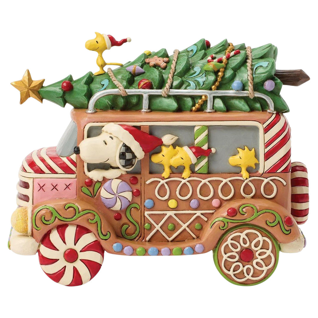 Jim Shore Peanuts Gingerbread Van front