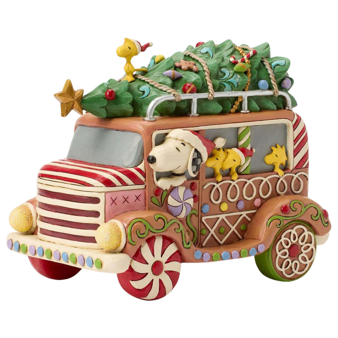 Jim Shore Peanuts Gingerbread Van side