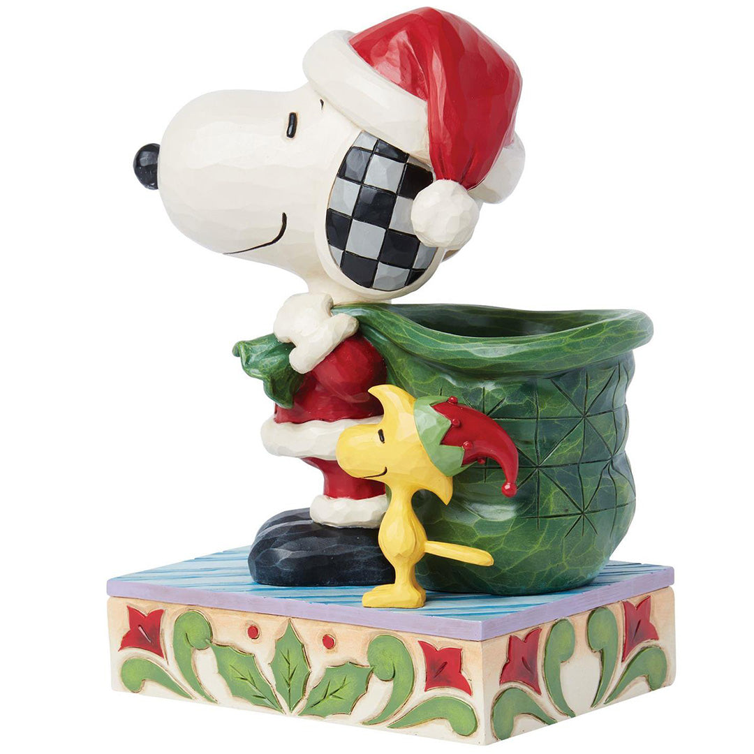 Jim Shore Snoopy Santa and Elf Woodstock side back