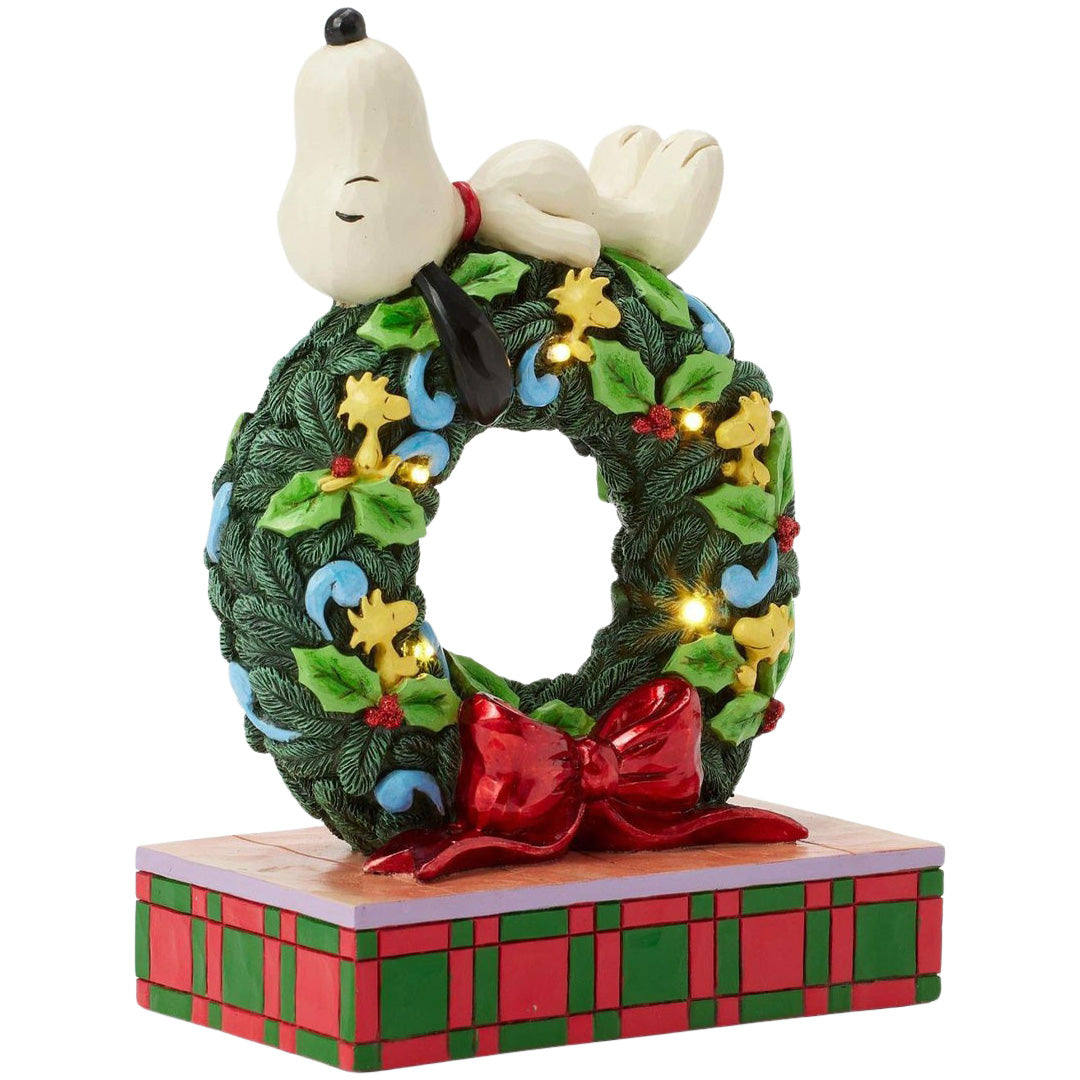 Jim Shore Snoopy Sleeping on LED Wreath side