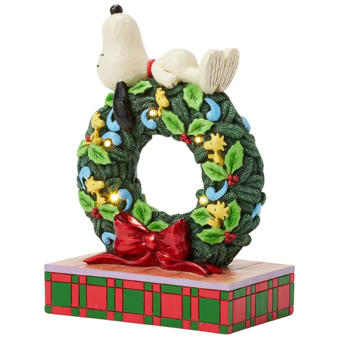 Jim Shore Snoopy Sleeping on LED Wreath side