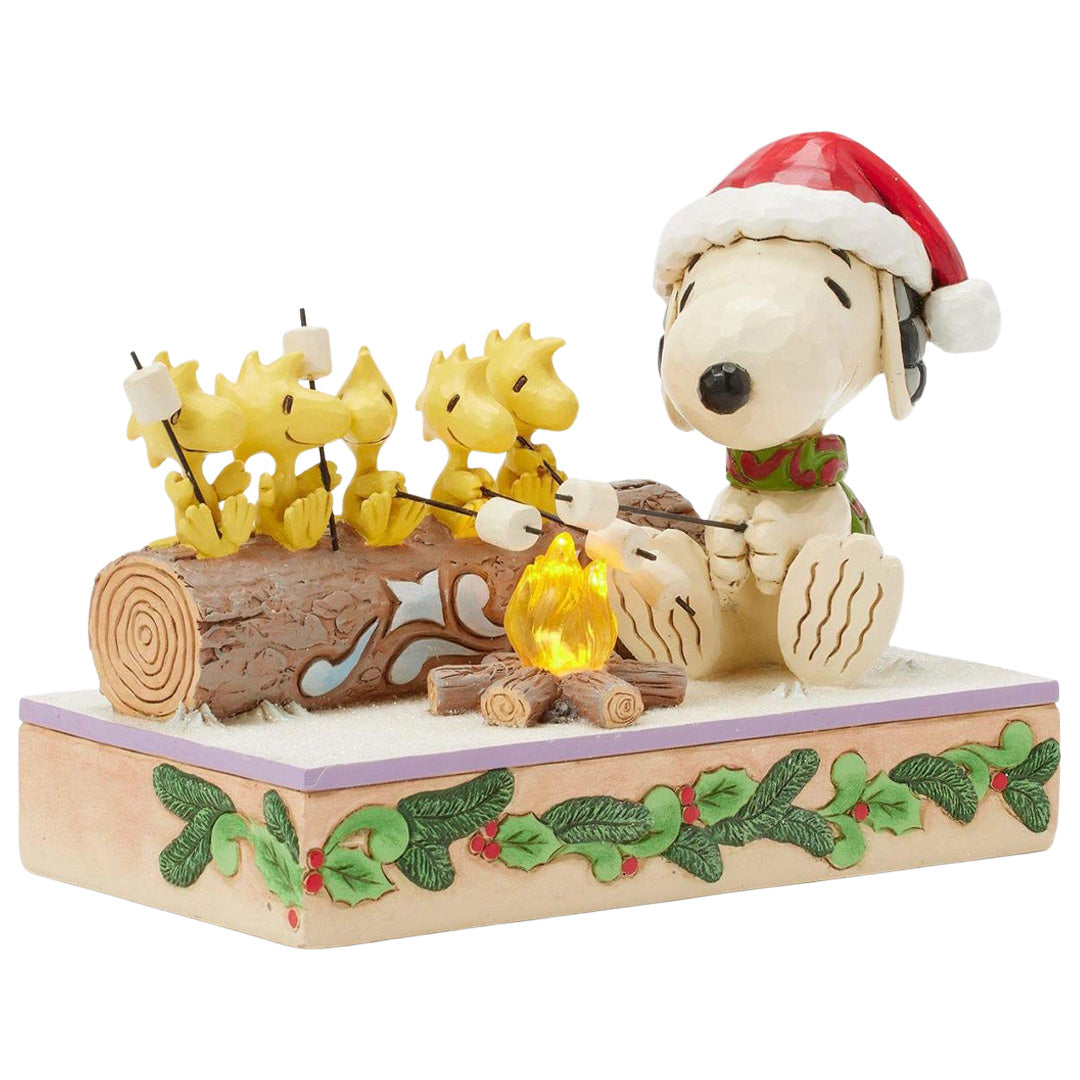 Cuddle-Decor-Jim-Shore-Snoopy-and-Woodstocks-roasting-marshmallows-3 lighted side