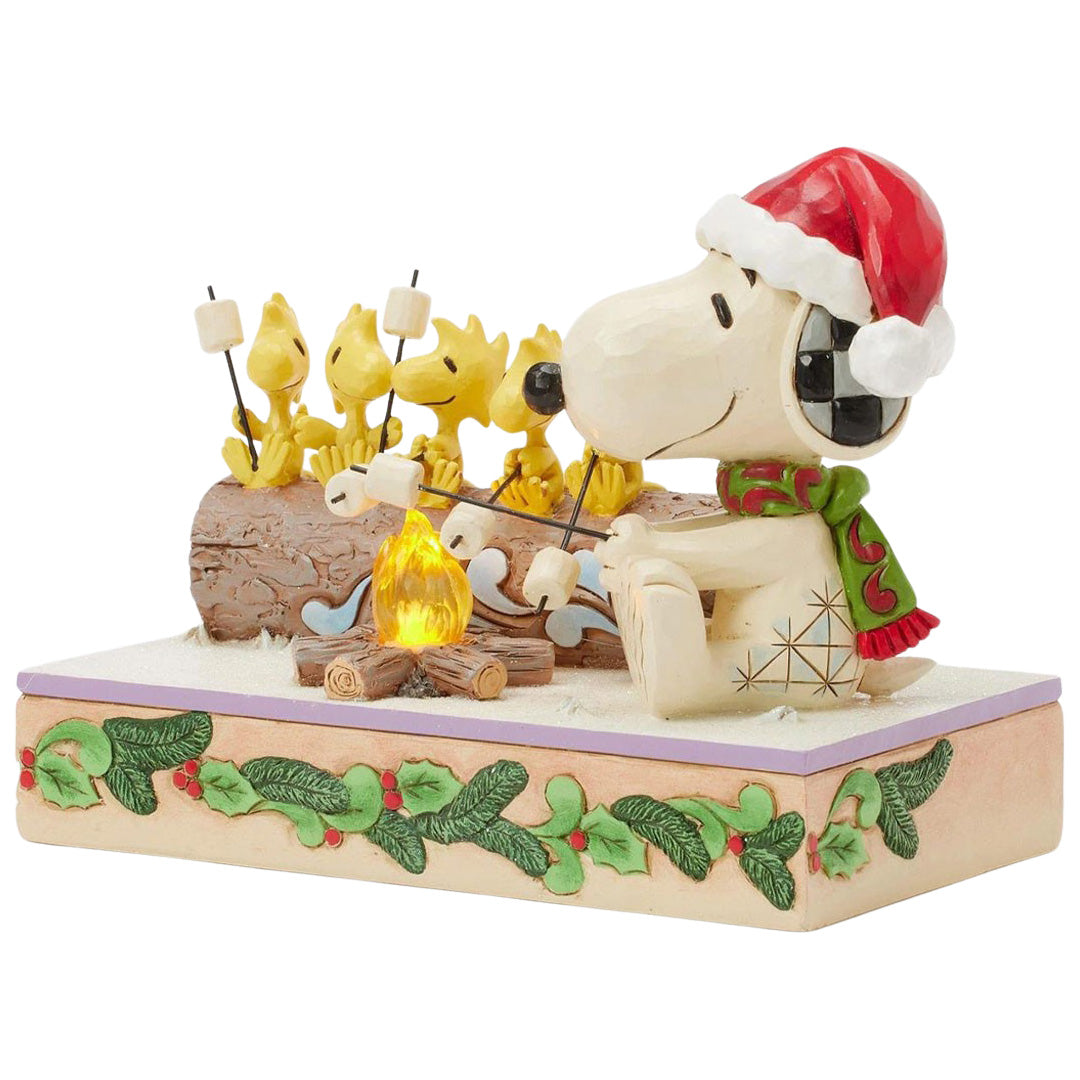 Cuddle-Decor-Jim-Shore-Snoopy-and-Woodstocks-roasting-marshmallows- left side