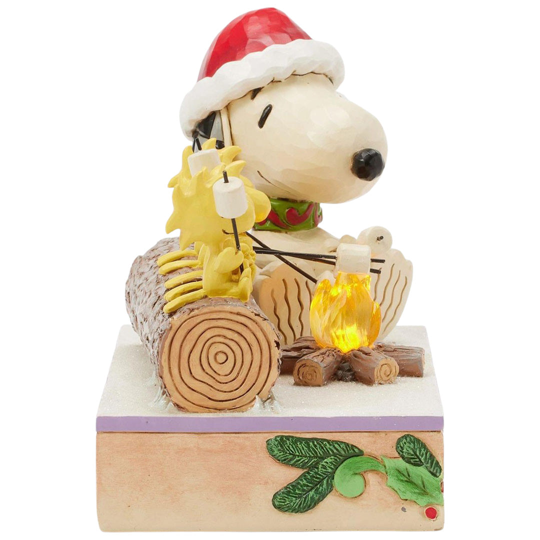 Cuddle-Decor-Jim-Shore-Snoopy-and-Woodstocks-roasting-marshmallows-right side