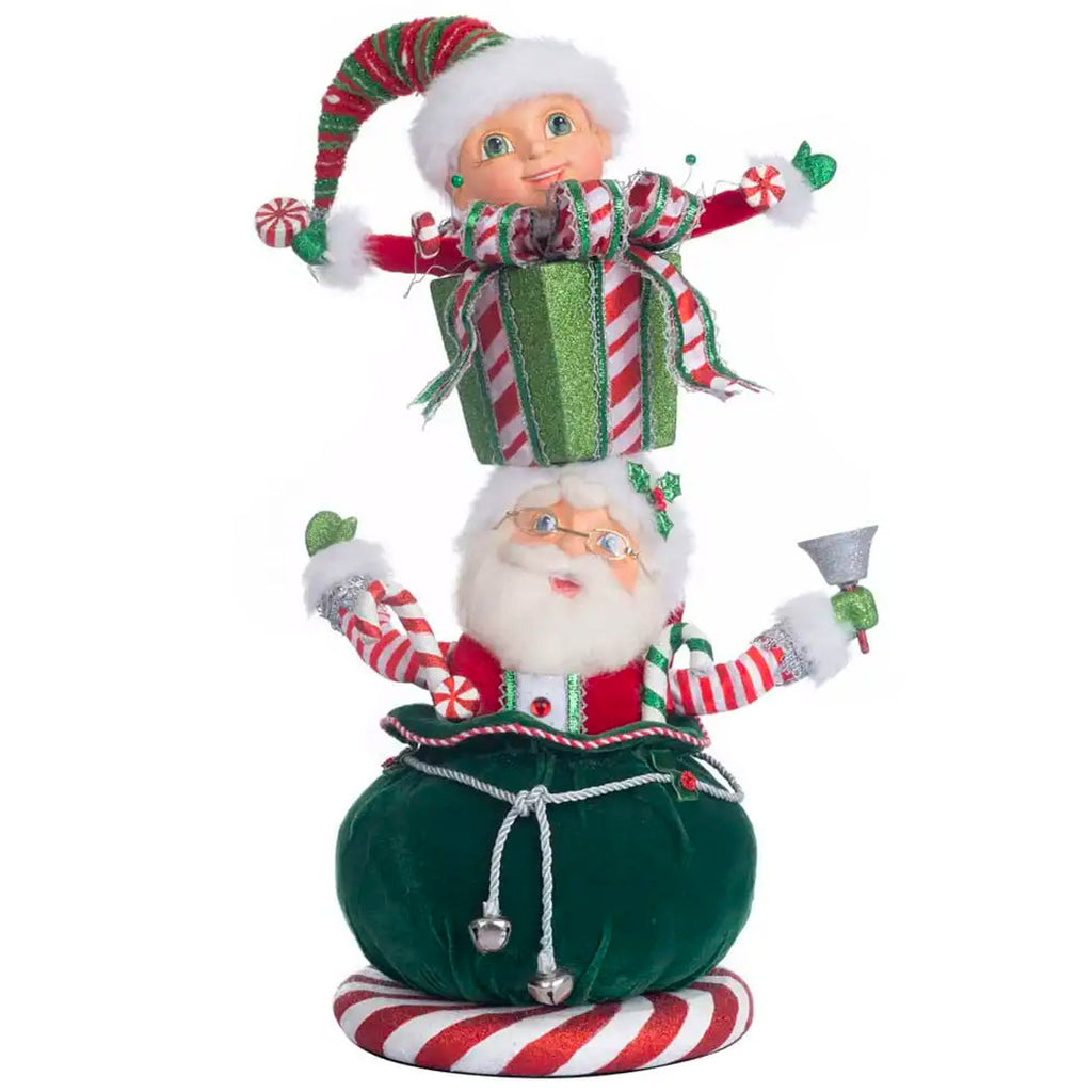 Katherine's Collection Santa and Elf Gift Stack 19" front
