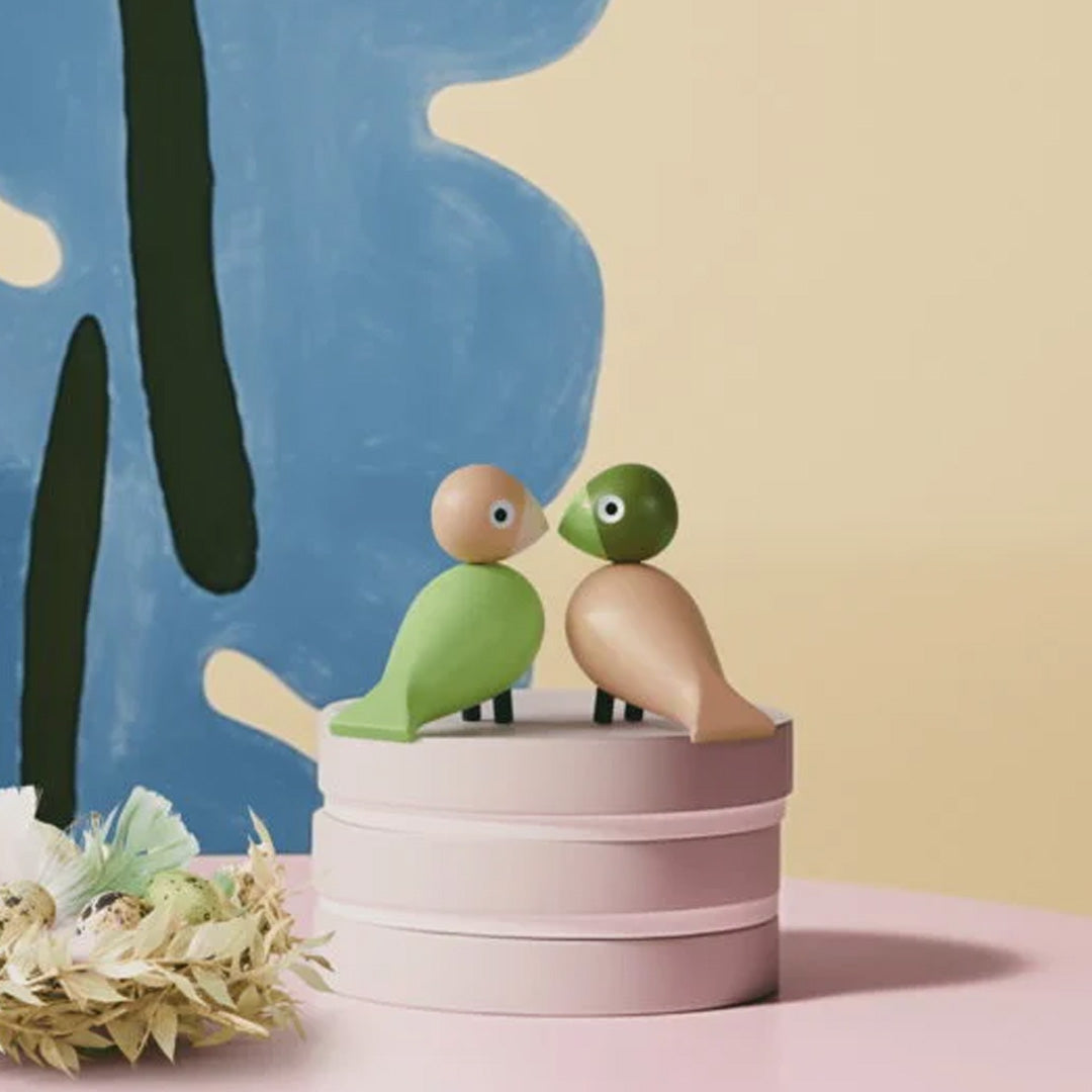 Kay Bojesen Lovebirds Light Green and Rose Set of 2 5