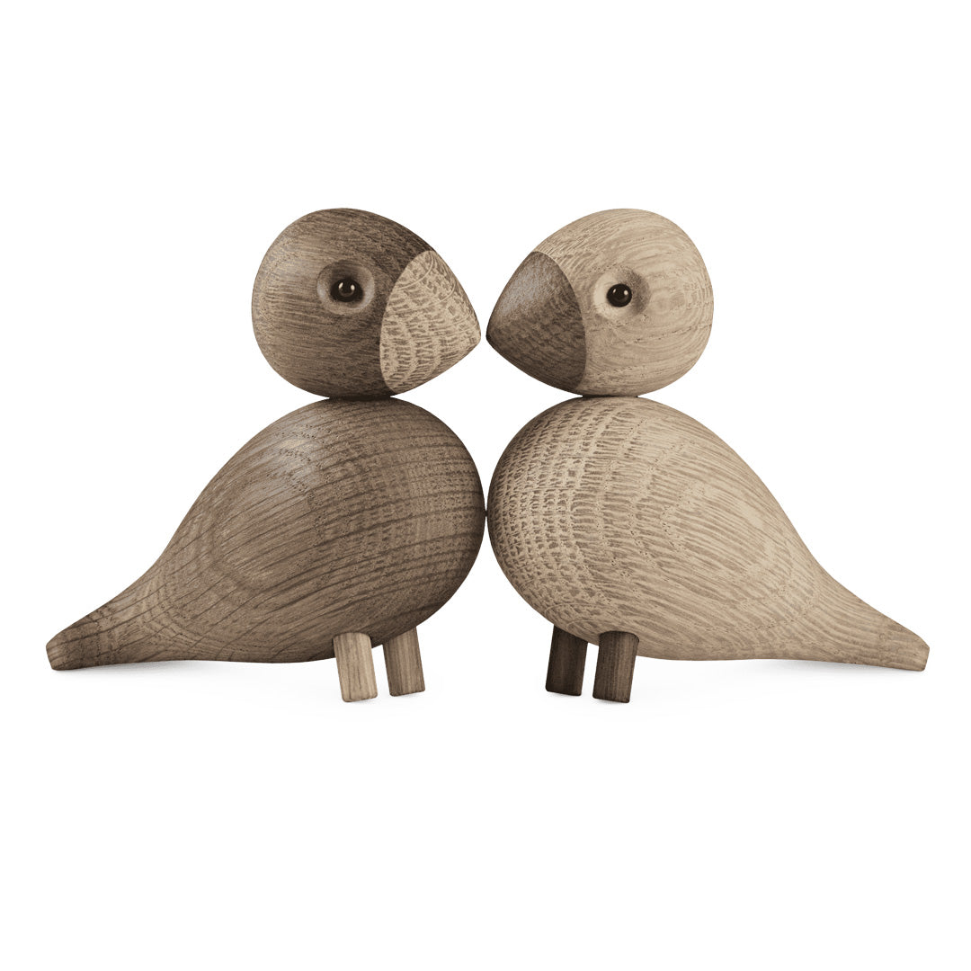 Kay Bojesen Lovebirds Oak and Smoked Oak Set of 2 1