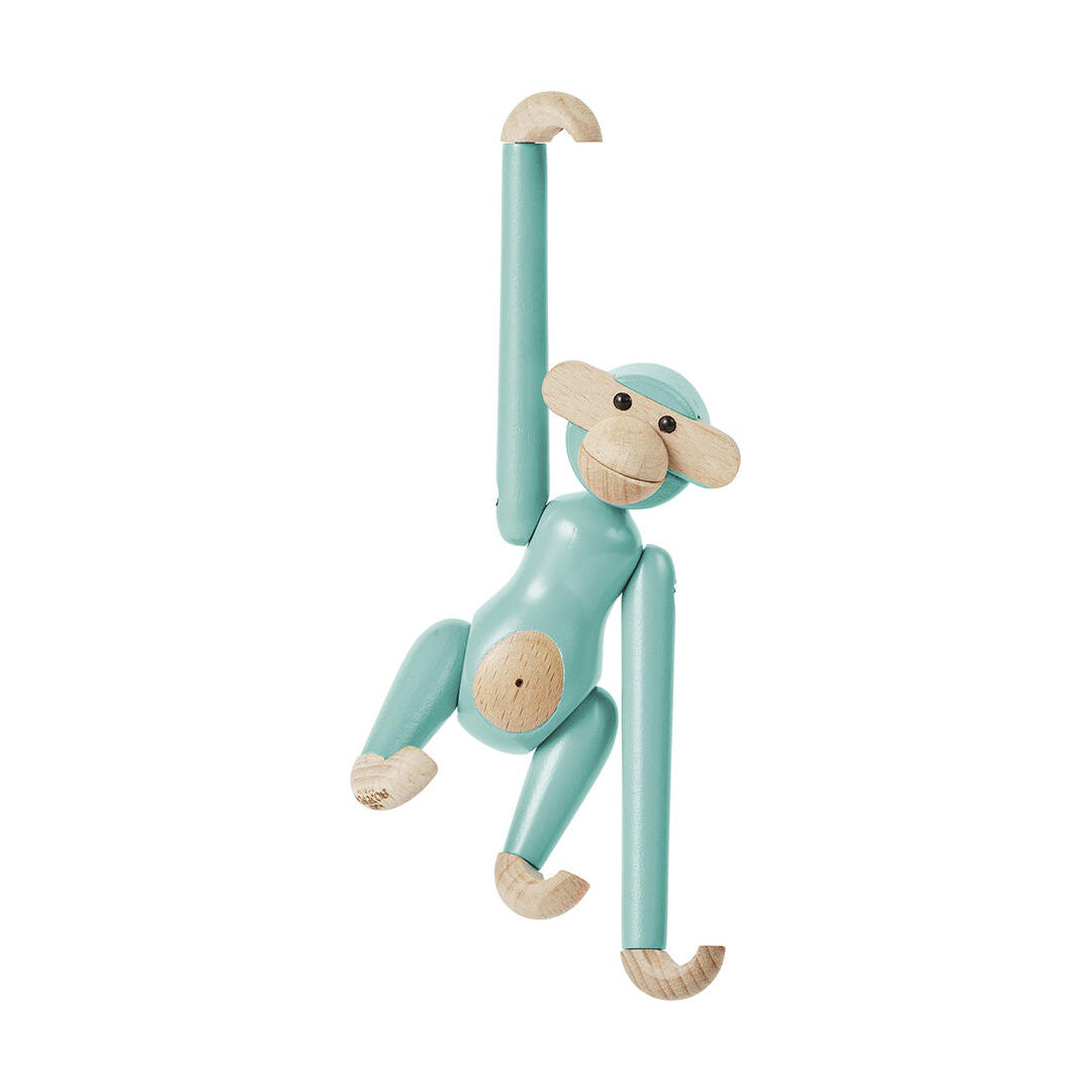 Kay Bojesen Mini Wooden Monkey Beechwood Turquoise 3