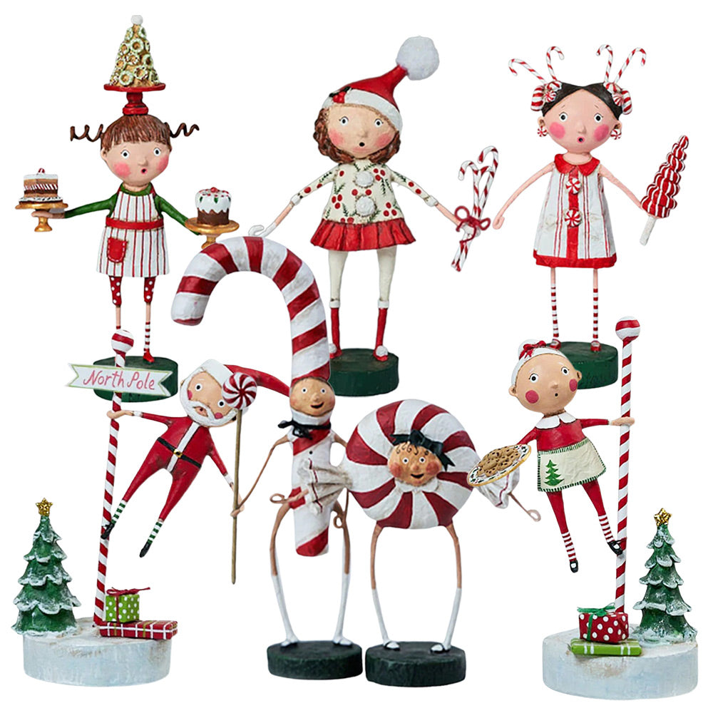 Lori Mitchell Candy Cane Village Set of 7