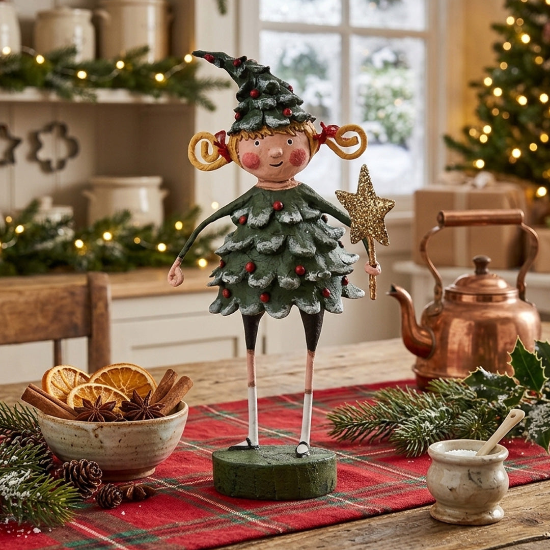 Cuddle Decor Jolly Holly Christmas Figurine and Collectible by Lori Mitchell front lifestyle