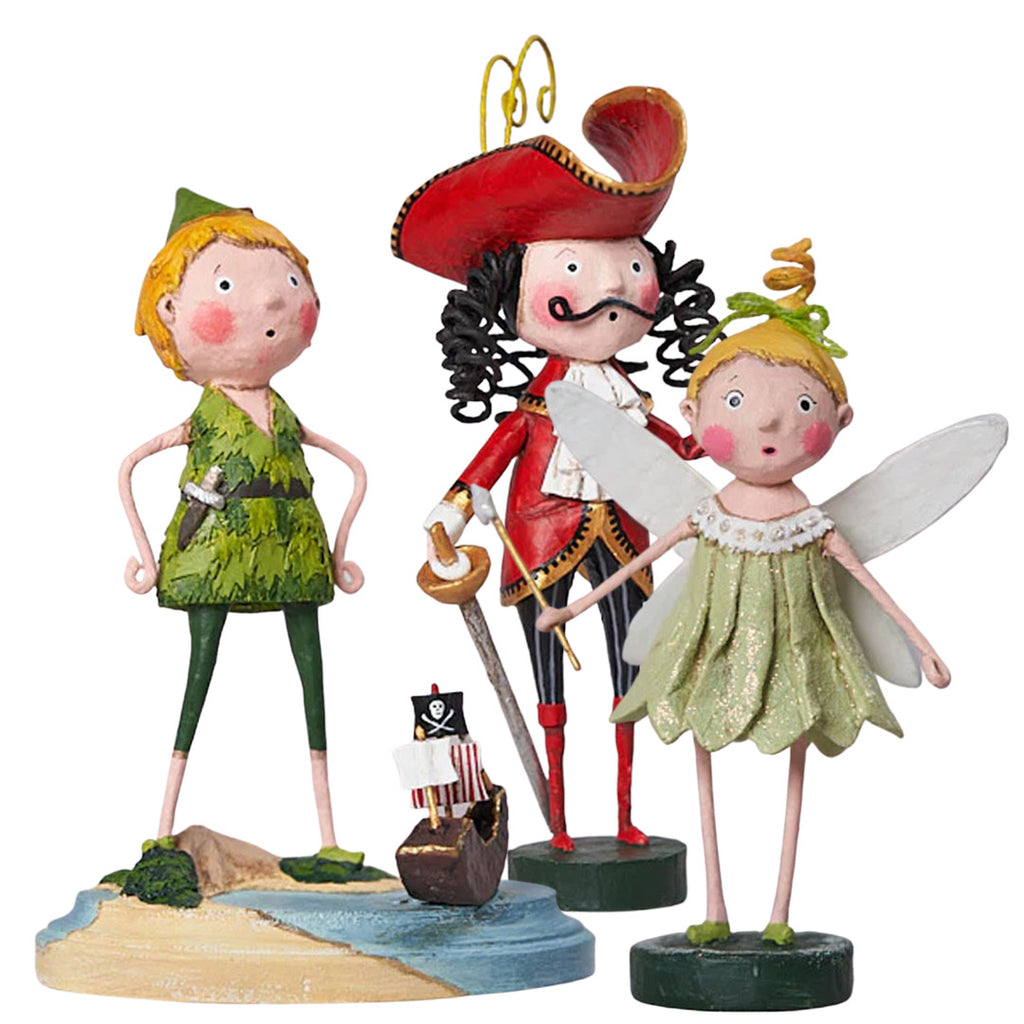 Neverland Peter, Hook and Tinkerbell Figurines by Lori Mitchell front