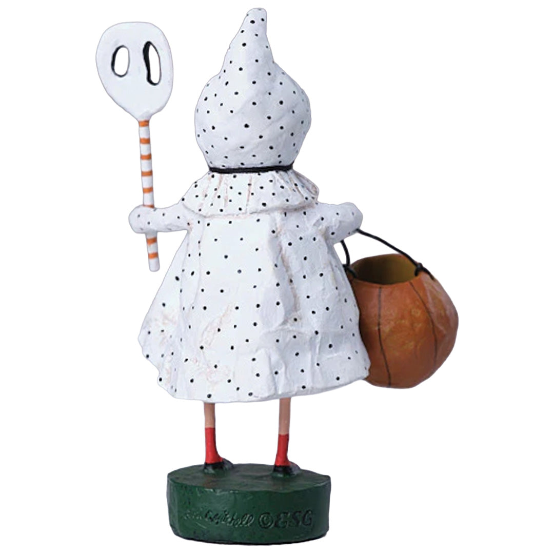 Polka-Dottie Boo Halloween Figurine and Collectible by Lori Mitchell new version back
