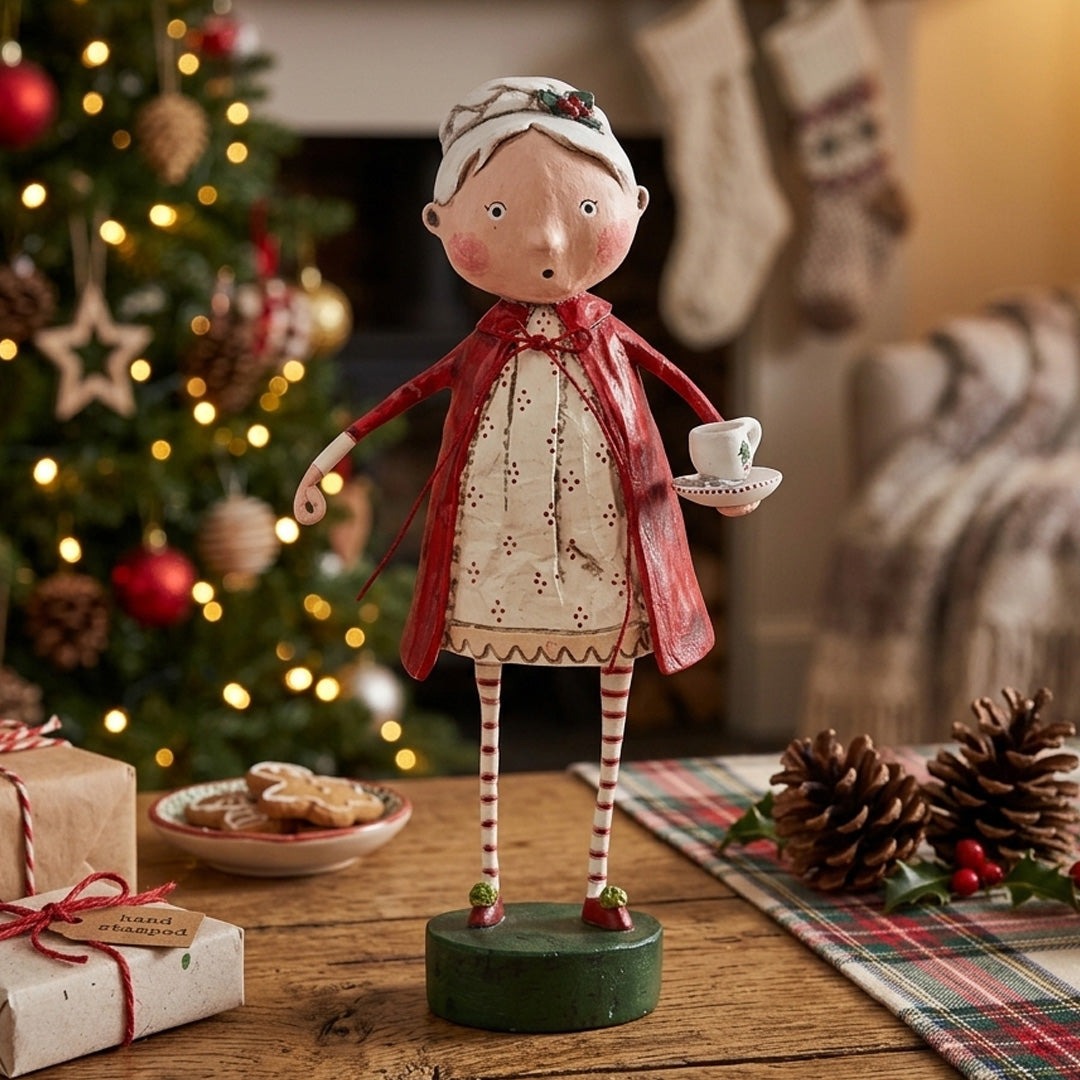 Cuddle Decor Rosy Cozy Mrs. Claus Christmas Figurine Collectible by Lori Mitchell front lifestyle