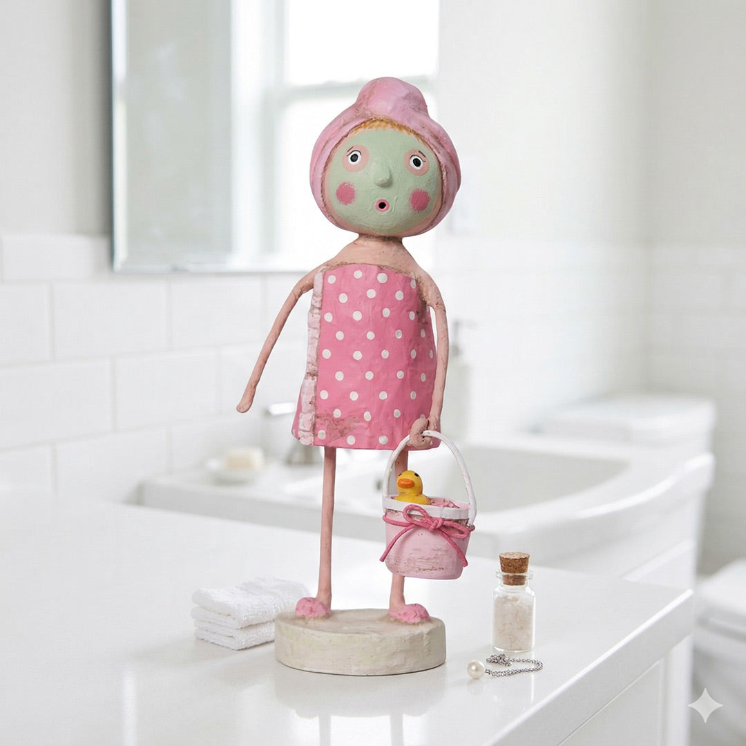 Cuddle Decor Spa Day everyday Figurine Collectible by Lori Mitchell front lifestyle
