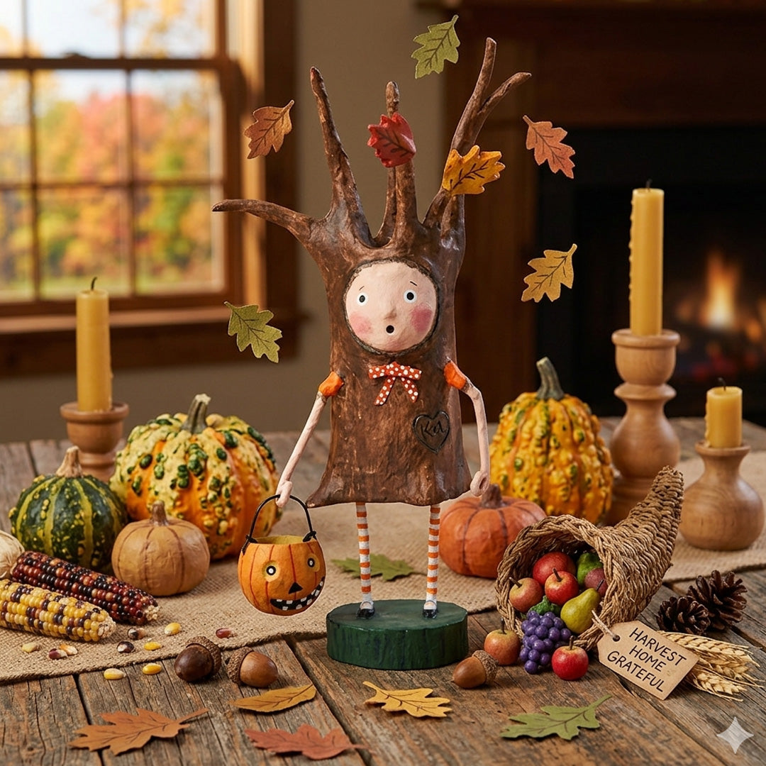 Cuddle Decor Stumpy Halloween Figurine by Lori Mitchell lifestyle