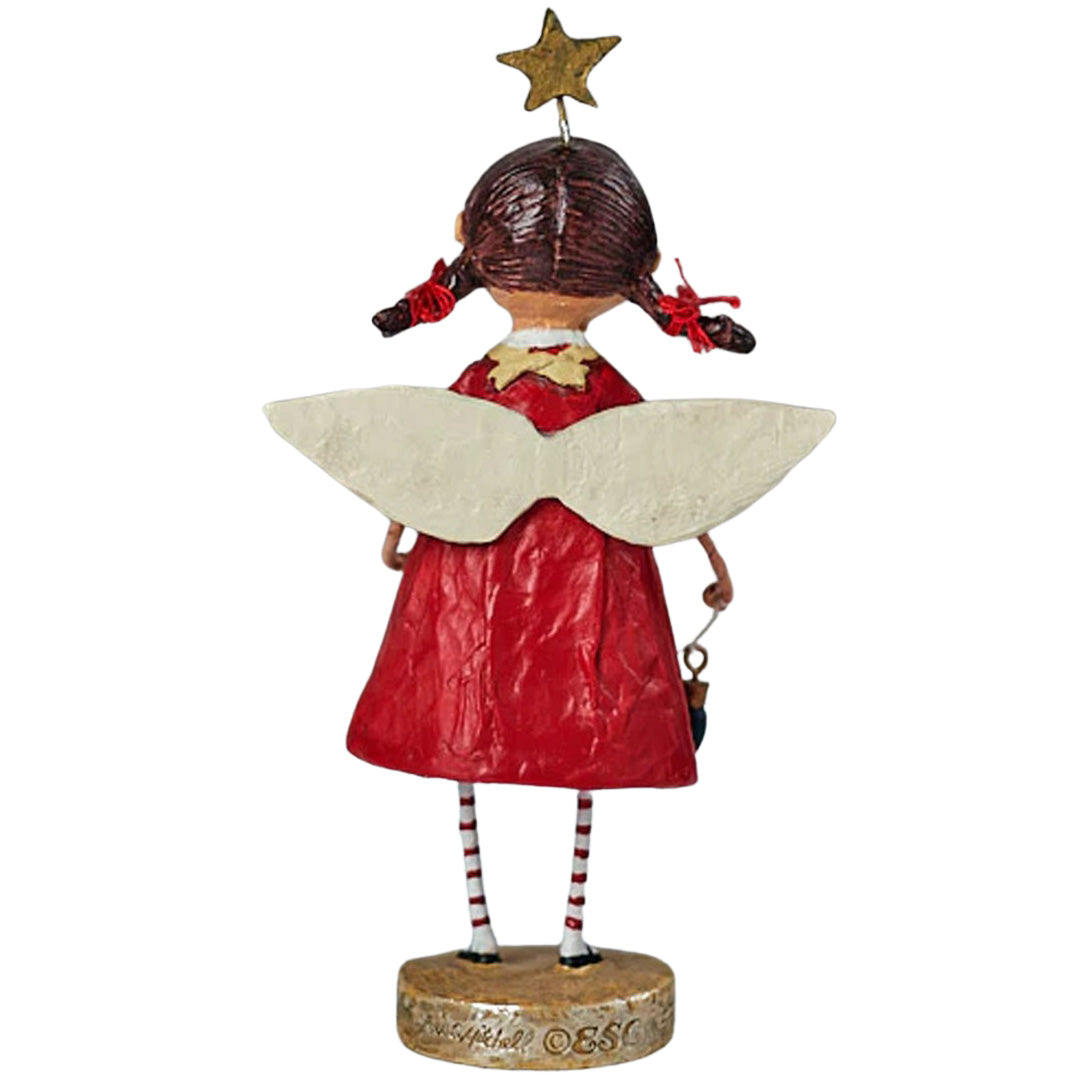 Tree Trimming Angel Christmas Figurine Collectible by Lori Mitchell back