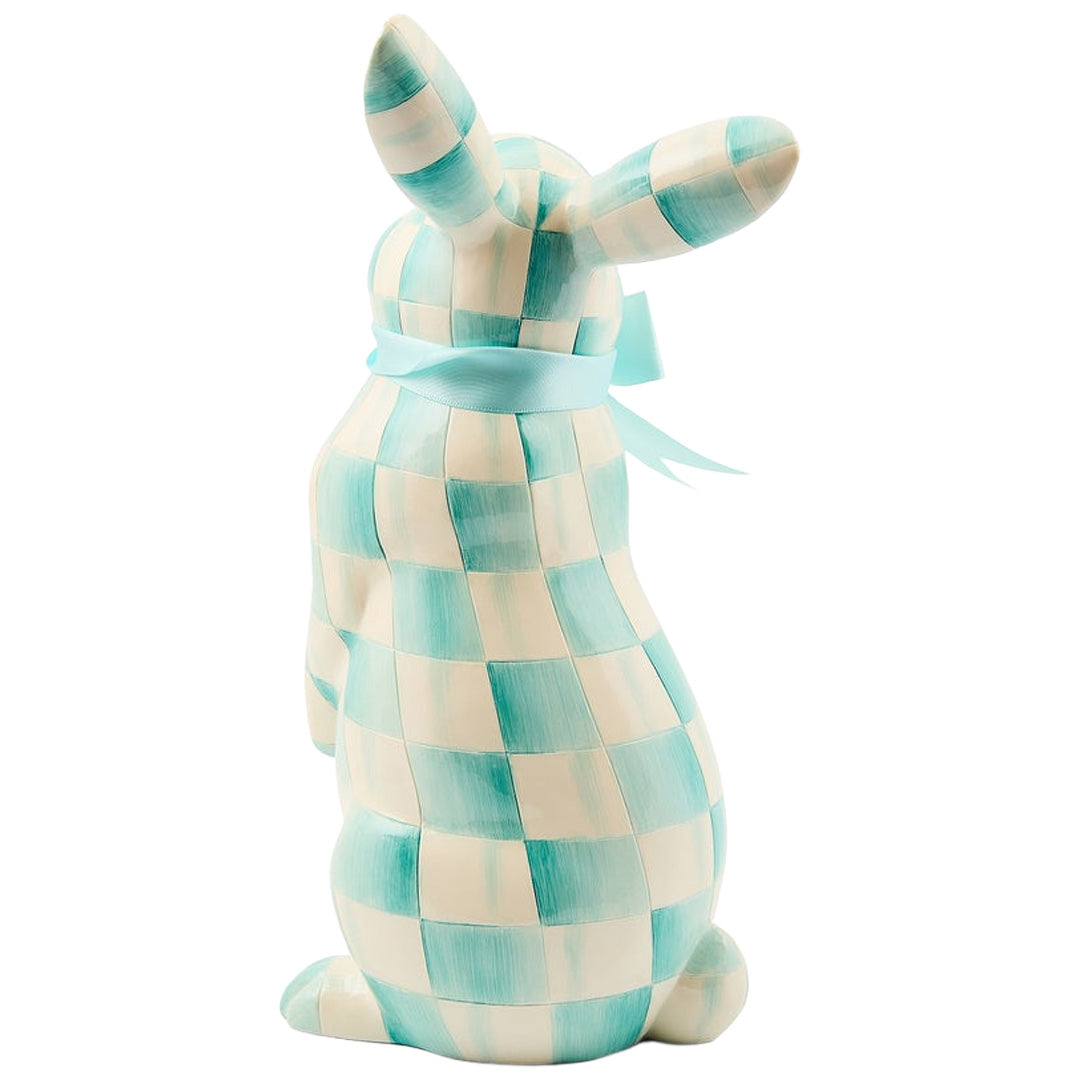 Cuddle Decor MacKenzie Childs Aqua Check Peter Bunny back