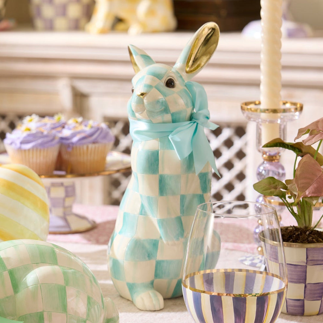 Cuddle Decor MacKenzie Childs Aqua Check Peter Bunny lifestyle 1