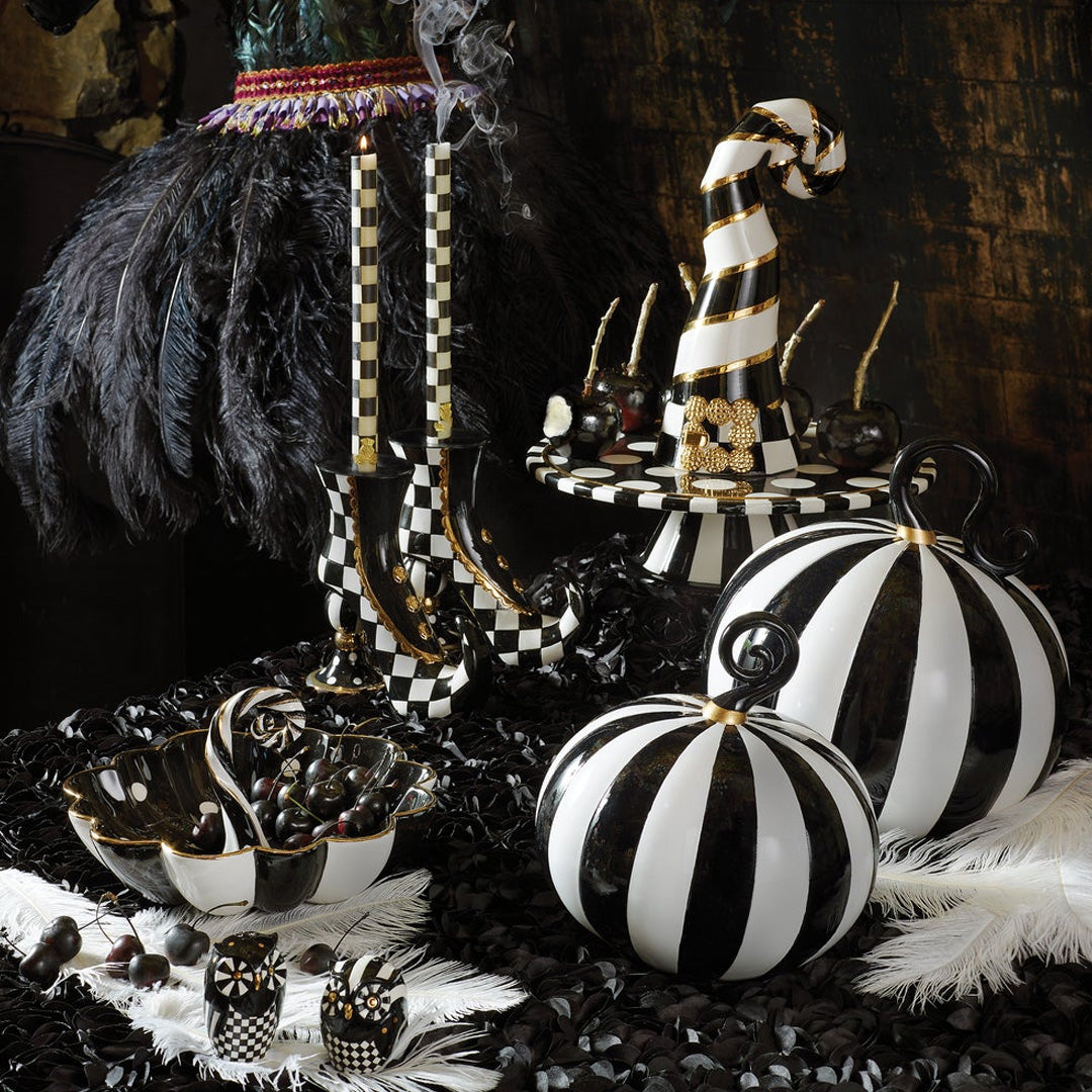 Cuddle Decor MacKenzie Childs Check Black and Ivory Dinner Candles Set of 2 pic9