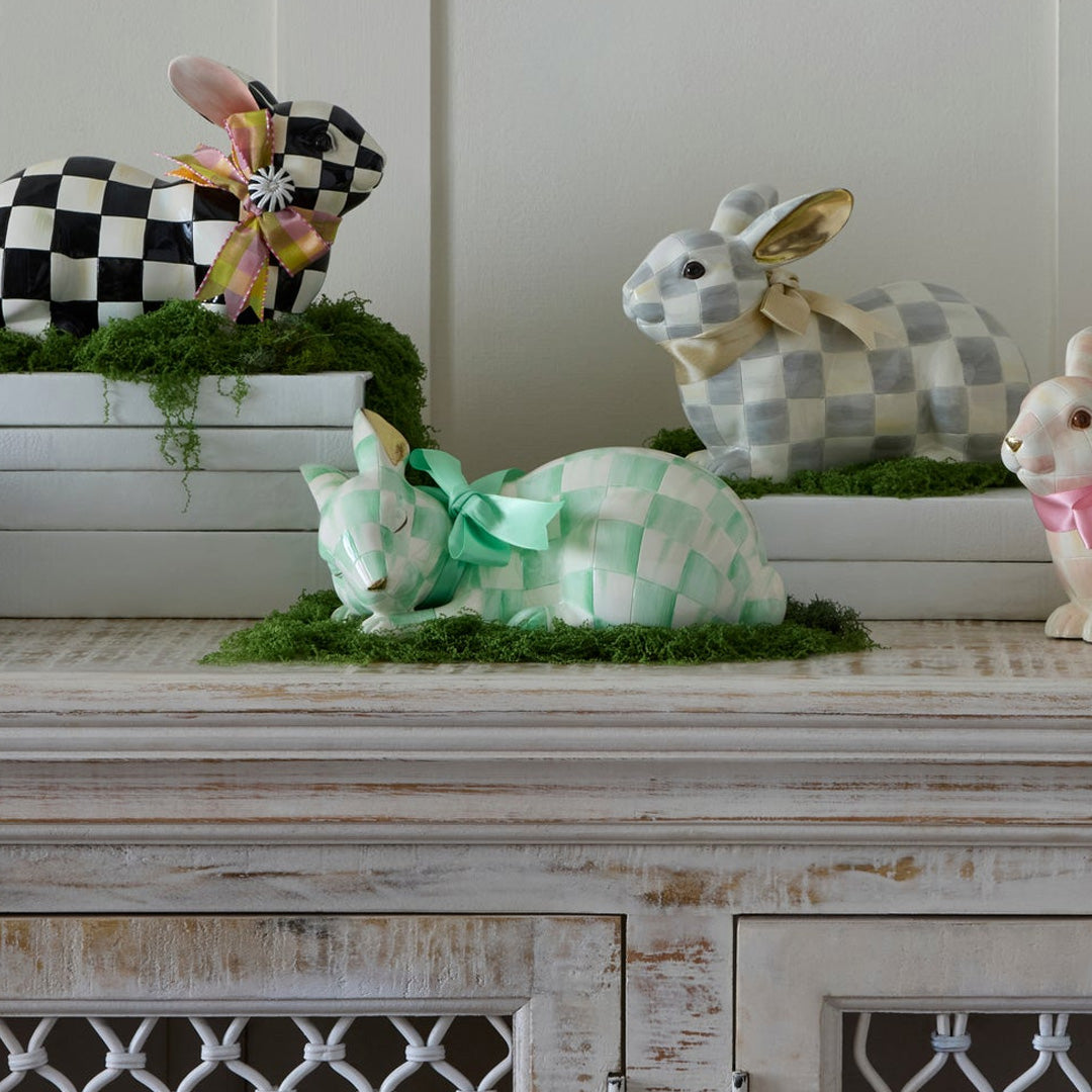 Cuddle Decor MacKenzie Childs Mint Check Fluffy Bunny lifestyle 3
