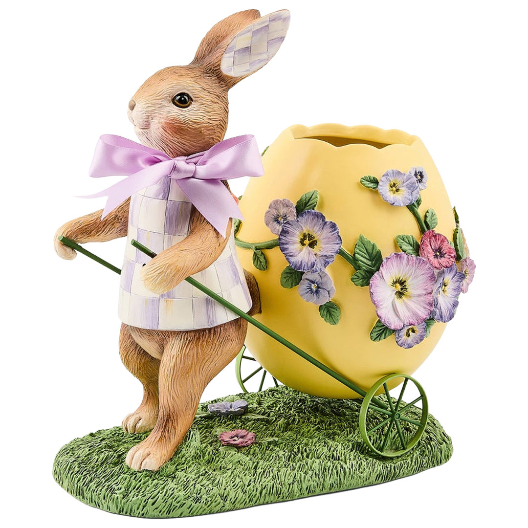 Cuddle Decor MacKenzie Childs Pansy Party Bunny and Cart Centerpiece front