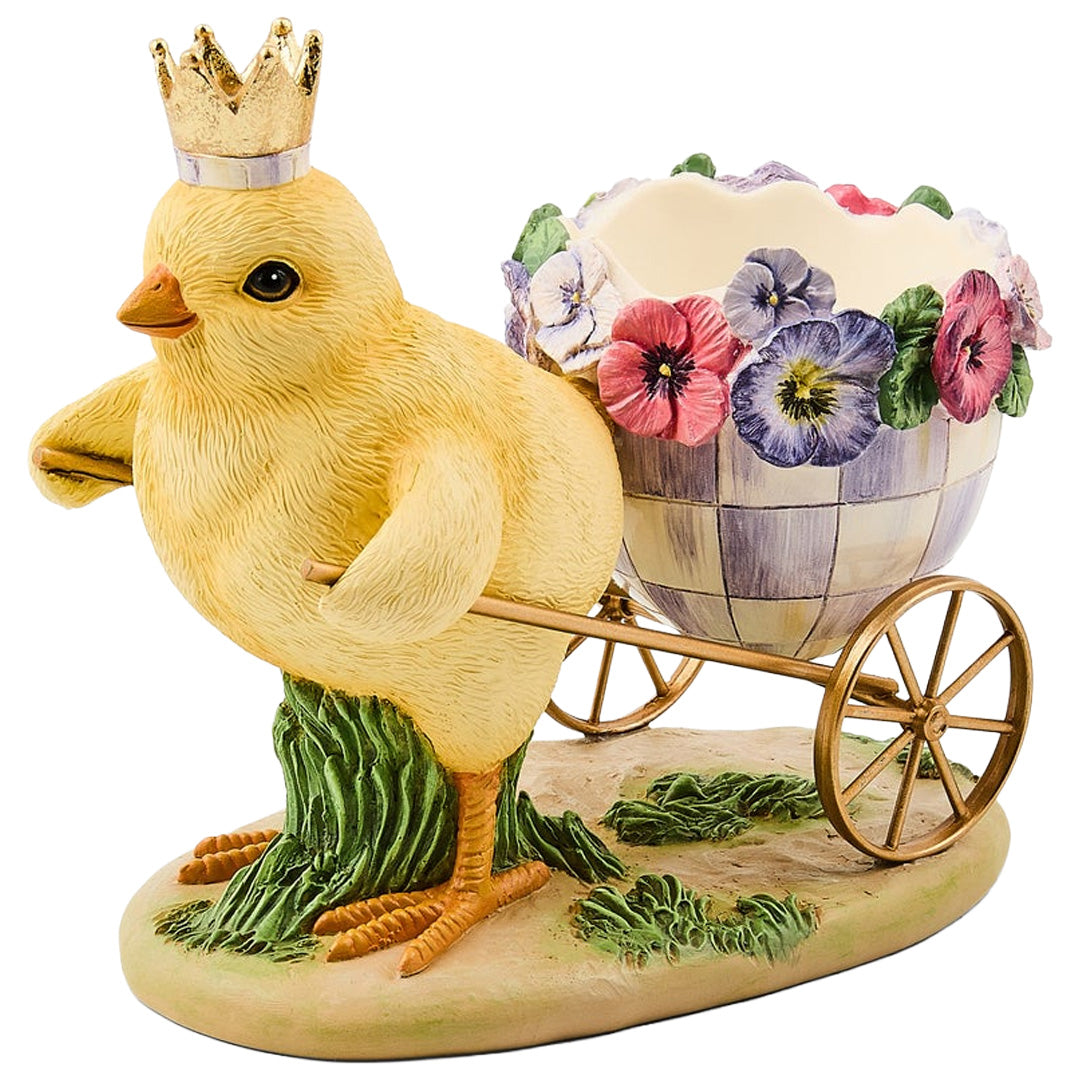 Cuddle Decor MacKenzie Childs Pansy Party Chick with Cart front