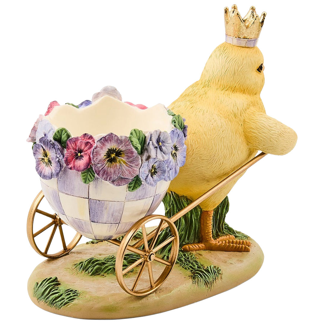 Cuddle Decor MacKenzie Childs Pansy Party Chick with Cart back