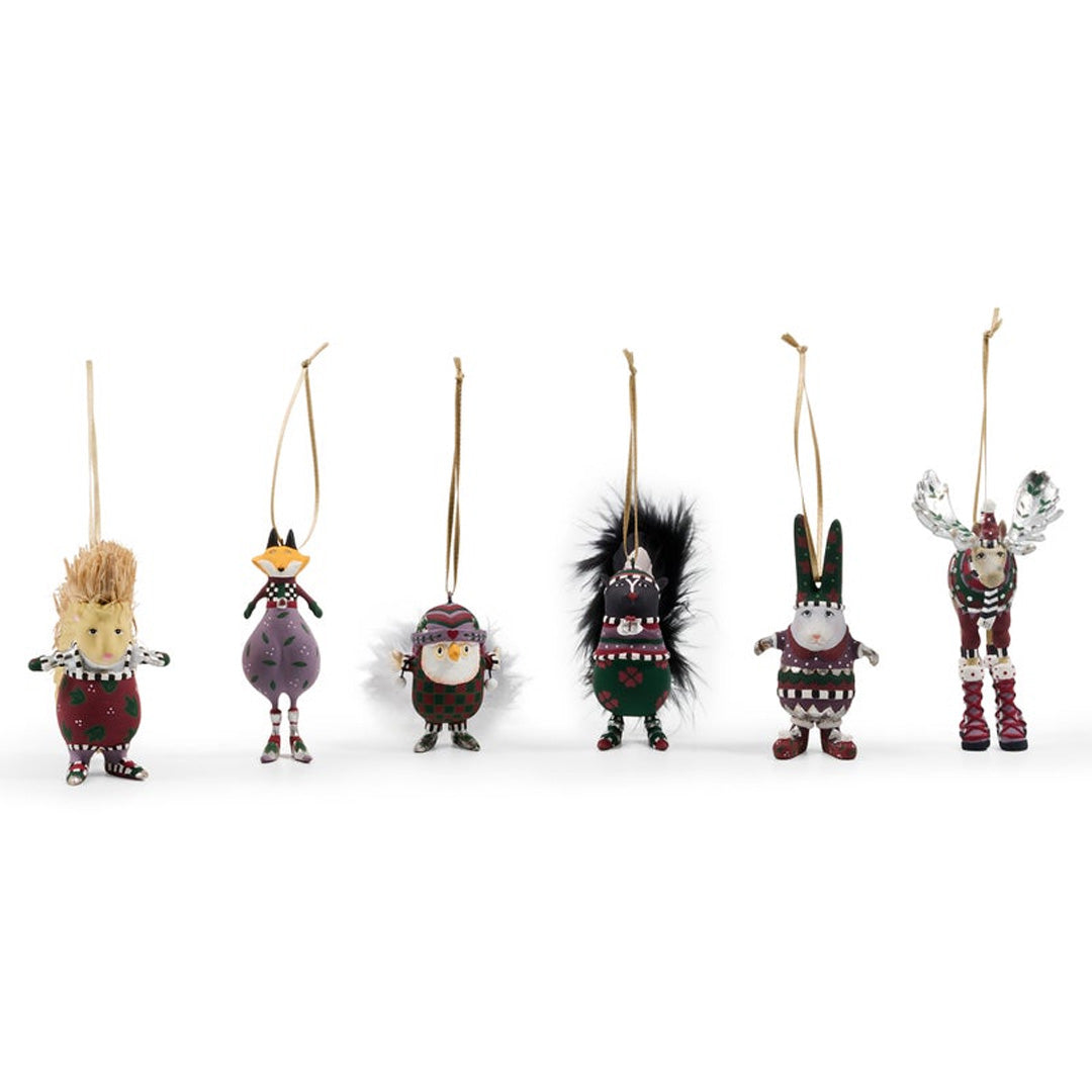 Cuddle Decor Patience Brewster by MacKenzie Childs Mooseltoe Mini Ornaments - Set of 6 front
