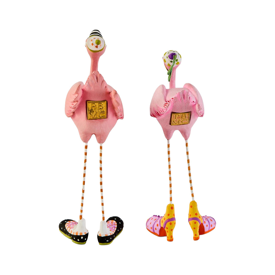 Cuddle Decor MacKenzie Childs Patience Brewster Sheila and Sheldon Flamingo MINI Figures back