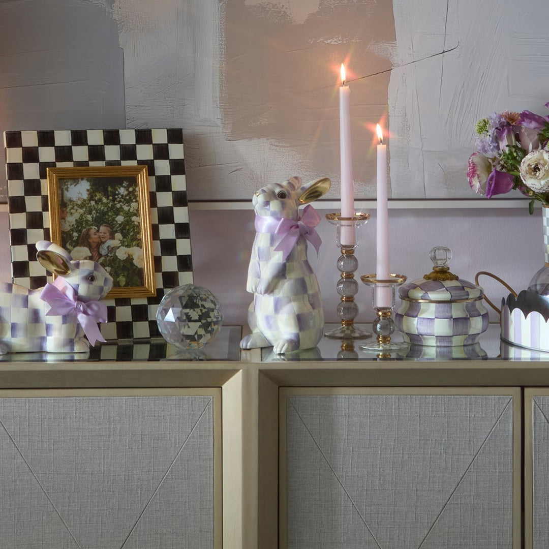 Cuddle Decor MacKenzie Childs Violet Check Standing Bunny lifestyle 1