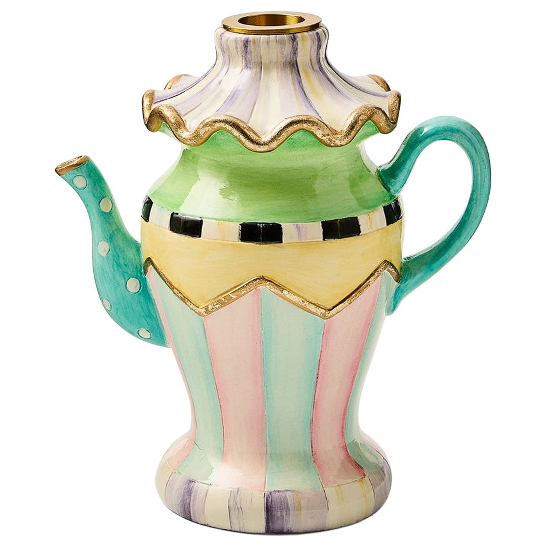 Cuddle Decor MacKenzie Childs Violet Teapot Candle Holder