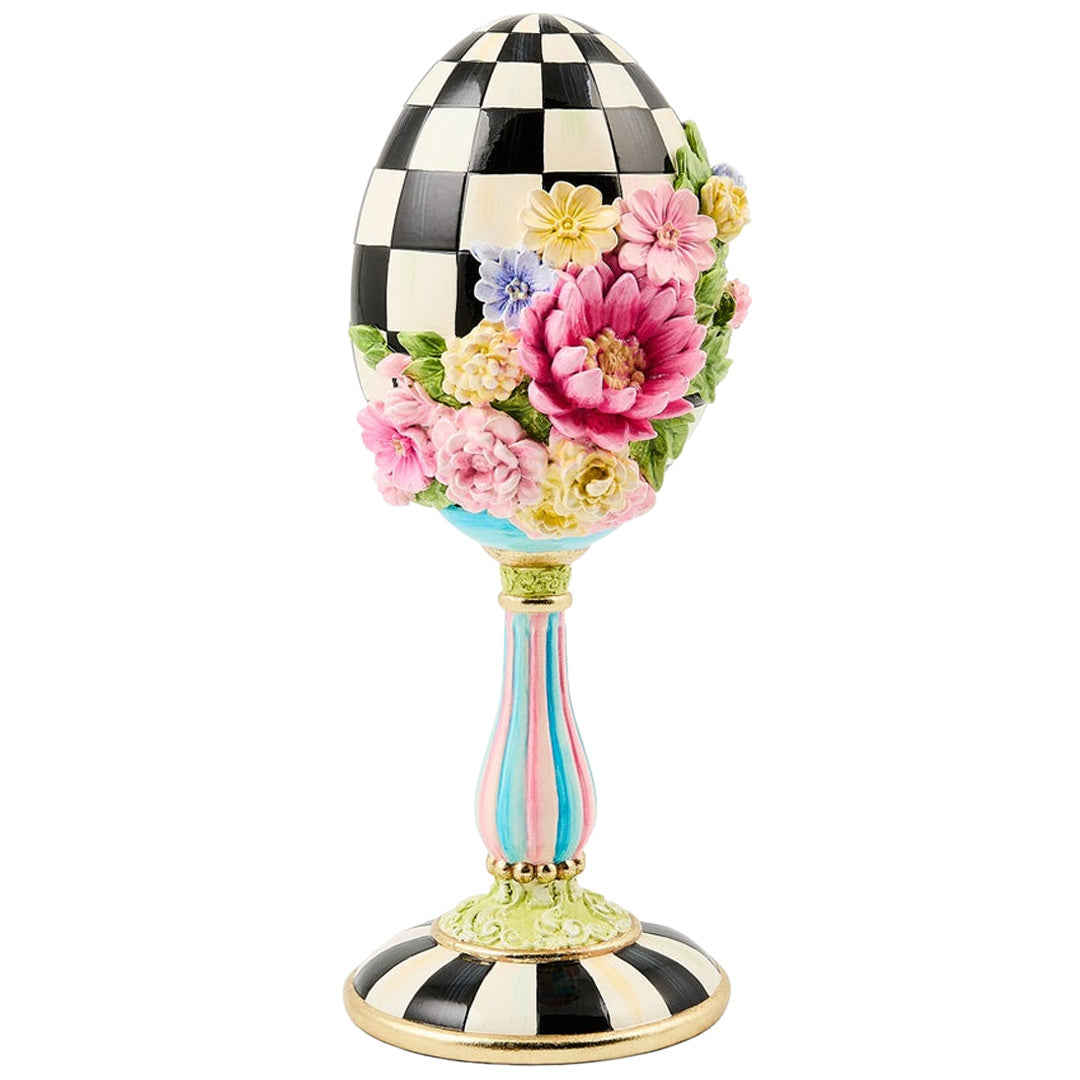Cuddle Decor MacKenzie Childs Frolic Spring Floral Pedestal Egg front
