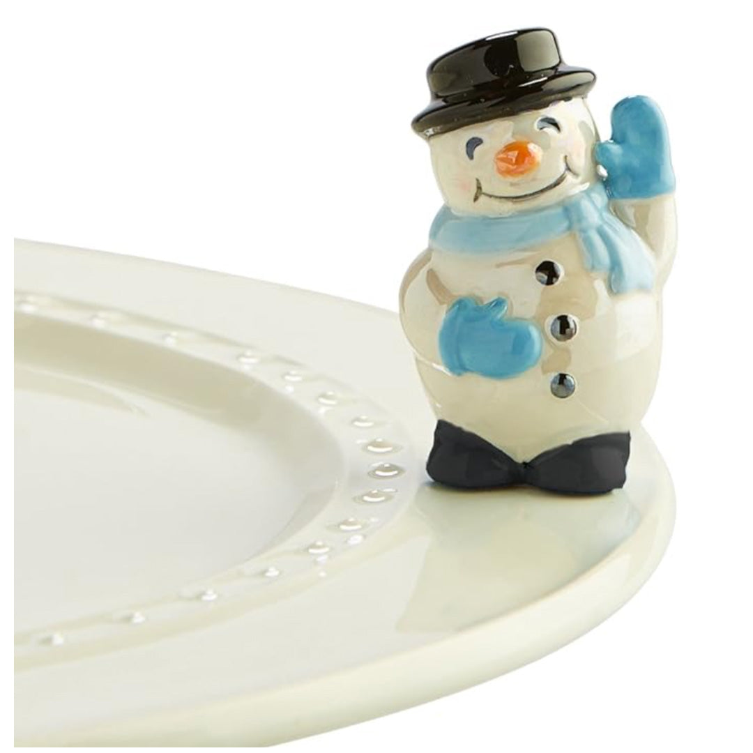 Nora Fleming snowman mini on the plate
