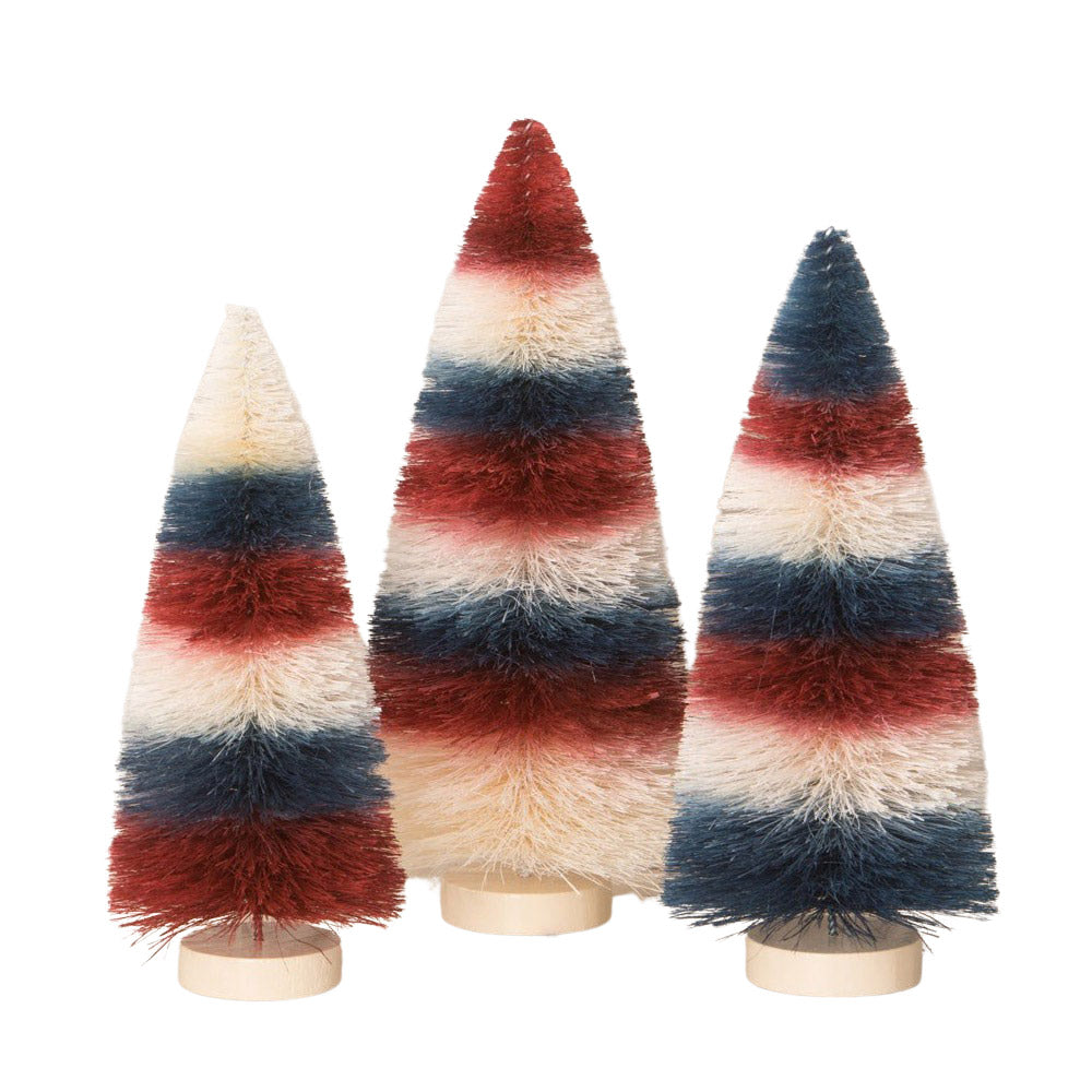 Americana Striped Bottle Brush Trees by Bethany Lowe, Patriotic Tree decoration