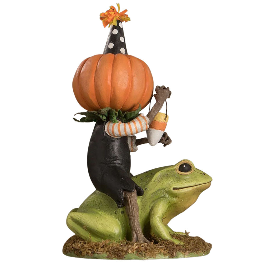 Tricky Beau Riding Frog Halloween Figurine back