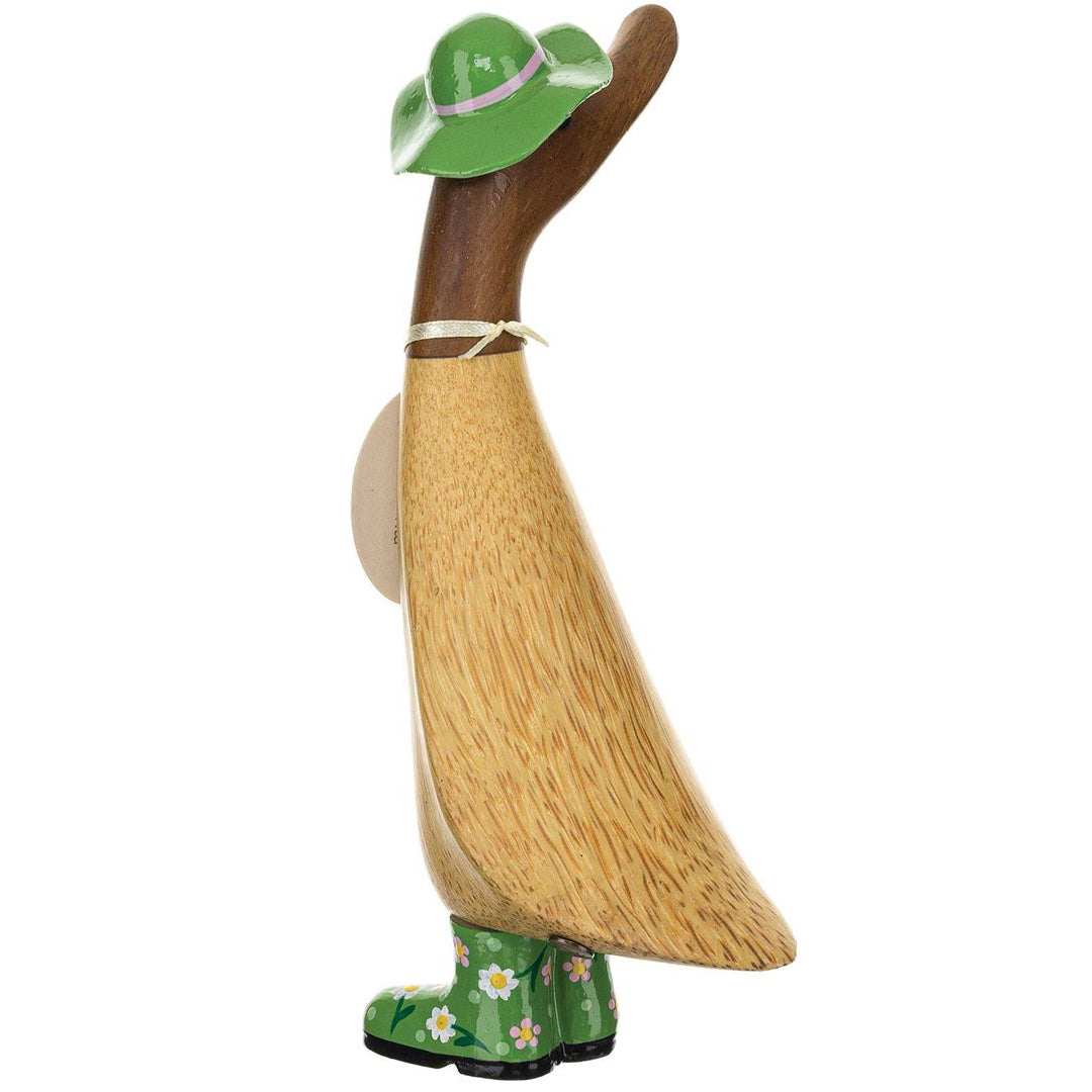 Floral Hat and Boots Ducklings green back