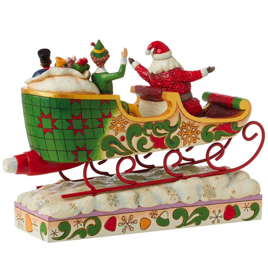 Jim Shore Buddy Elf with Santa in Sleigh 7.87" back