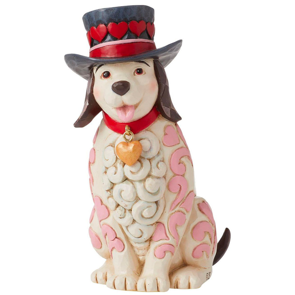 Jim Shore Love Themed Dog with Top Hat 5" front