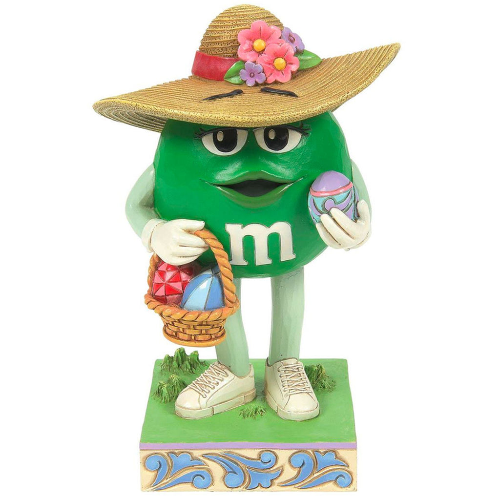 Jim Shore M&M'S Green Character with Basket 5.91" front