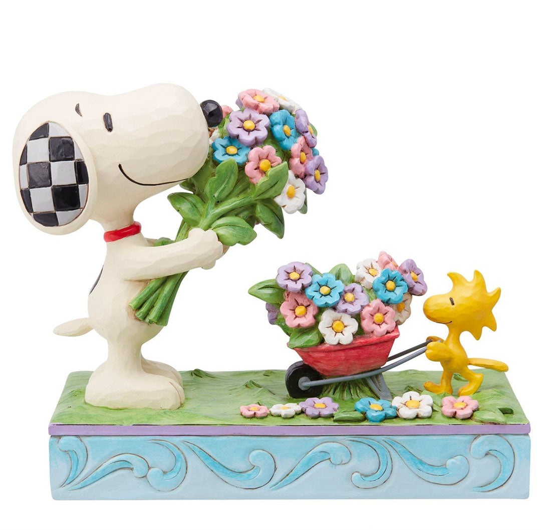 Jim Shore Snoopy Flowers & Woodstock 6" front