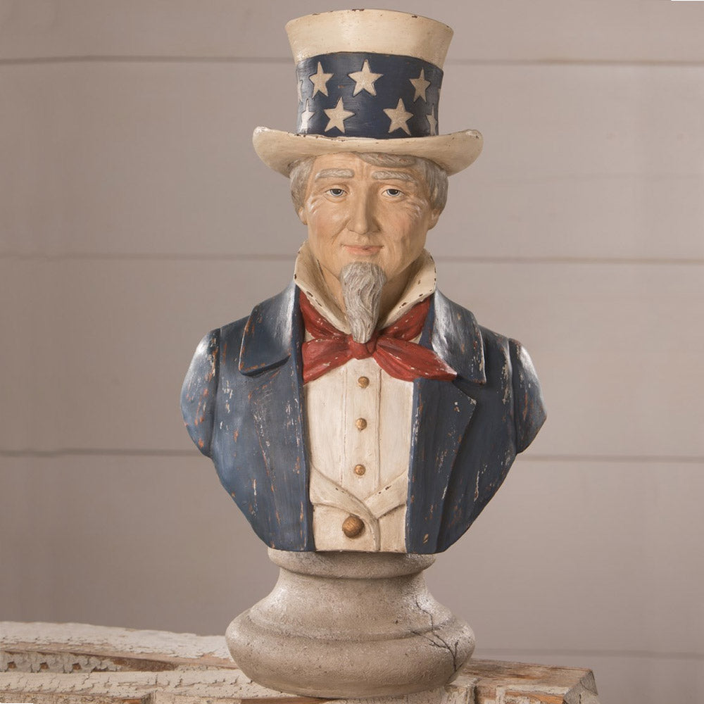 Uncle Sam Bust by Bethany Lowe, Vintage patriotic Decoration