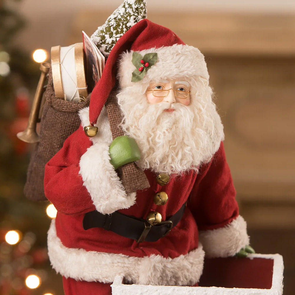 Up on the Rooftop Santa Christmas Figurine by Bethany Lowe Designs close up