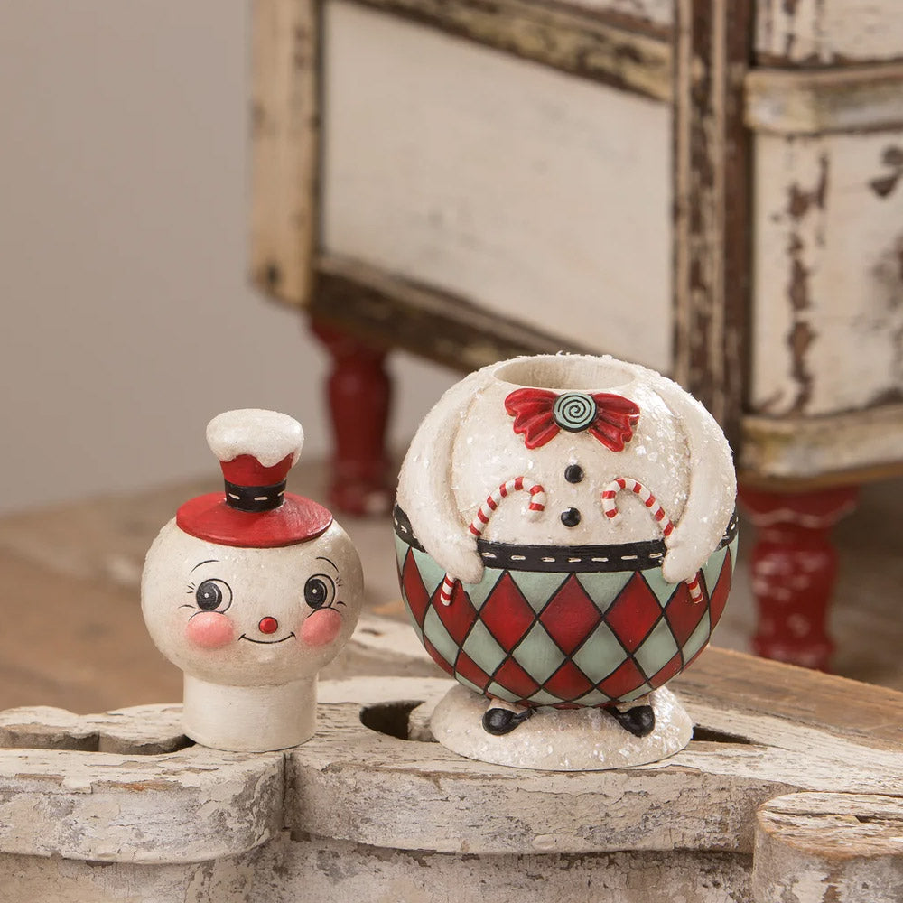 Double Cane Conrad Jar Christmas Folk Art by Johanna Parker opened