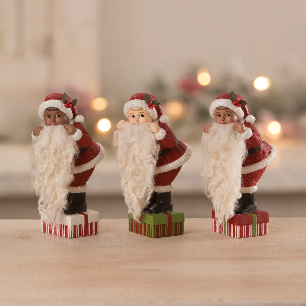 Leo's Santa Dress Up Christmas Figurine by Bethany Lowe set 2