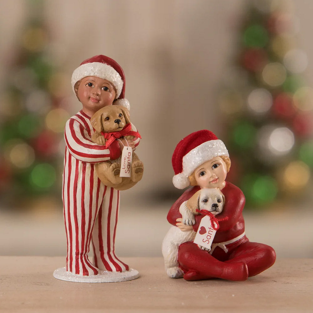 Lisa's Christmas Puppy Surprise Figurine by Bethany Lowe  set 2