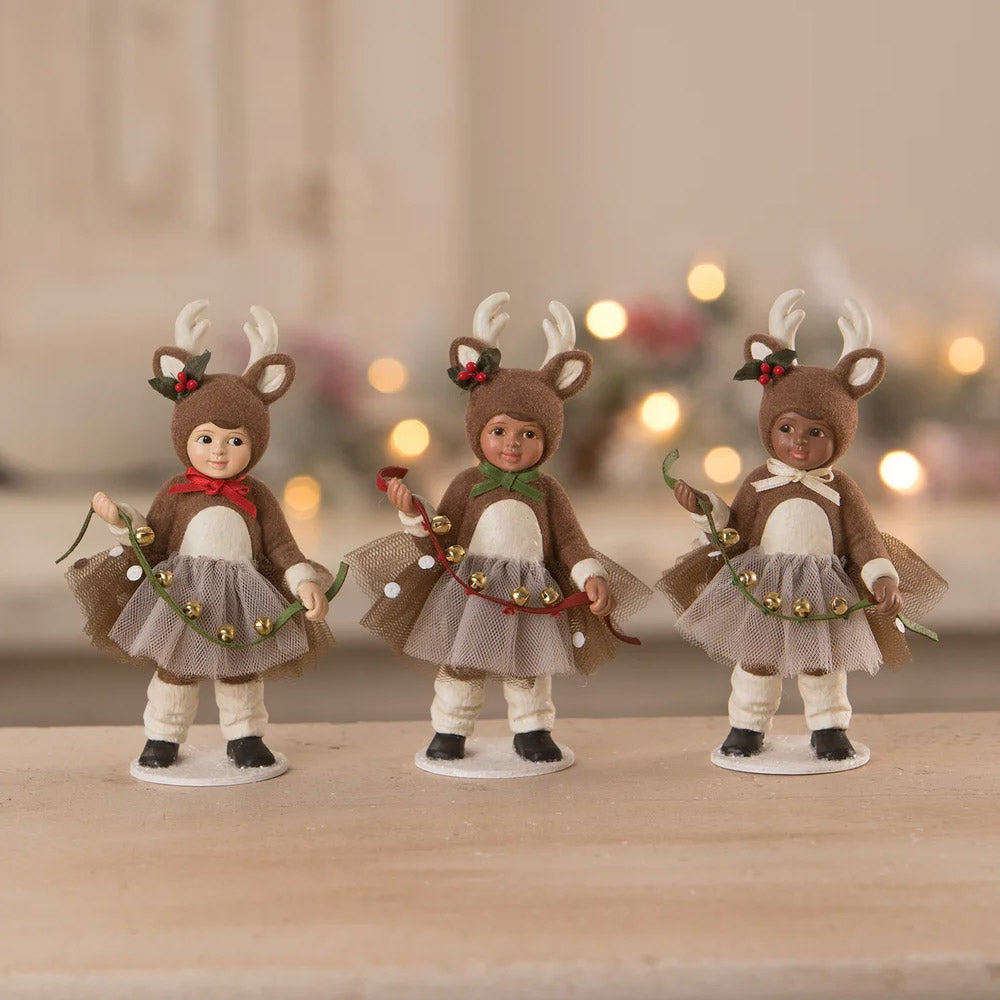 Reindeer Lily Christmas Figurine by Bethany Lowe  set 2