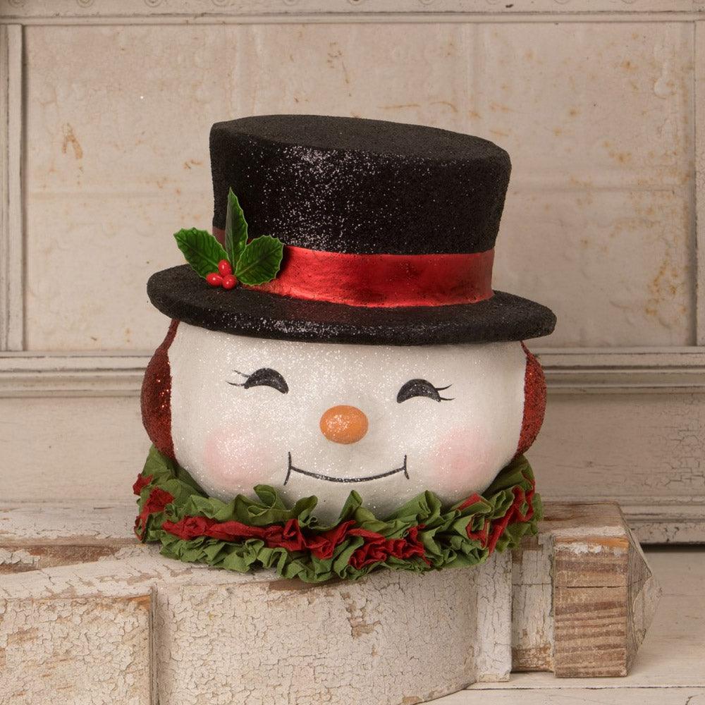 Happy Retro Snowman Bucket Large Paper Mache